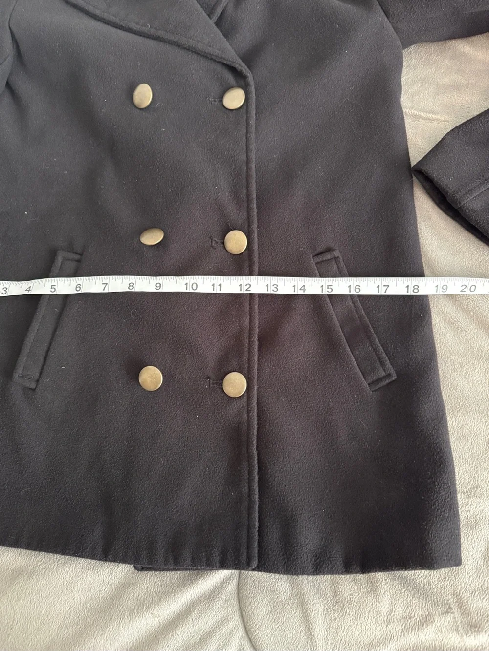 Old Navy girls Black Double-Breasted Pea Coat with Metal Buttons Sz 14